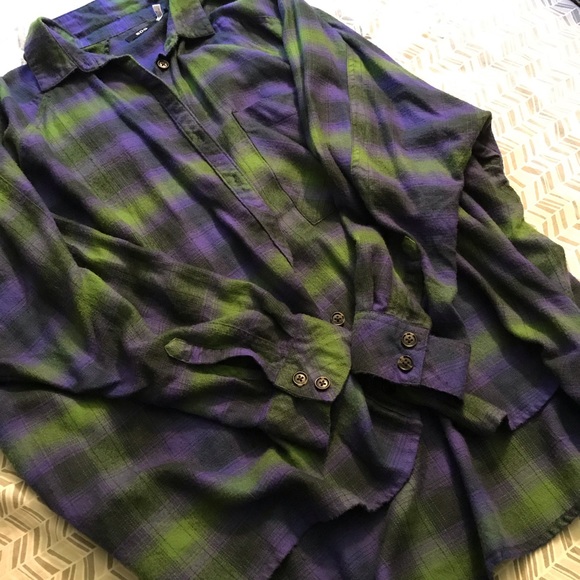BDG Drapey Flannel Button Down Shirt - Picture 6 of 10